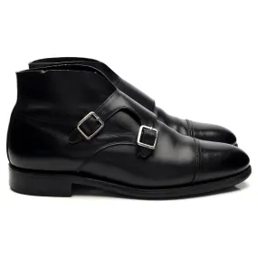 '101574' Black Leather Double Monk Strap Boots UK 5.5