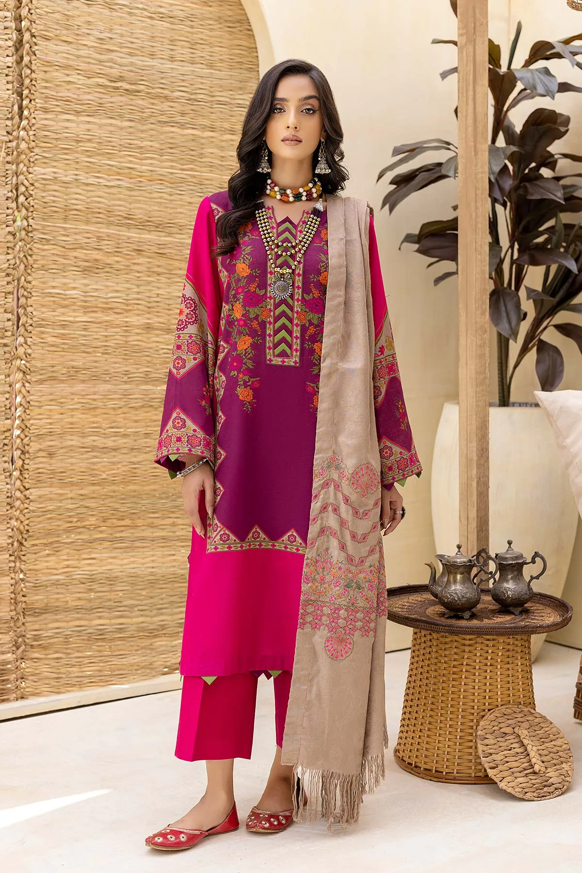 3-Pc Unstitched Khaddar With Embroidered Pashmina Shawl CKD22-01