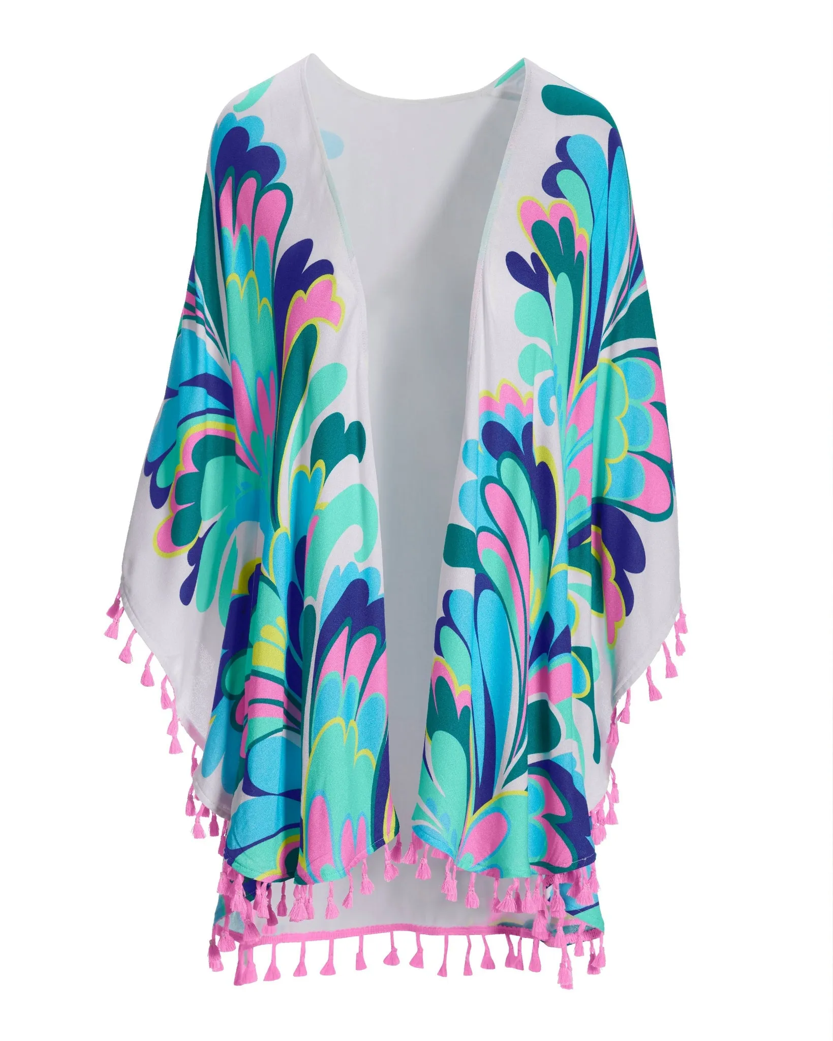 Abstract Tassel Kimono Multi