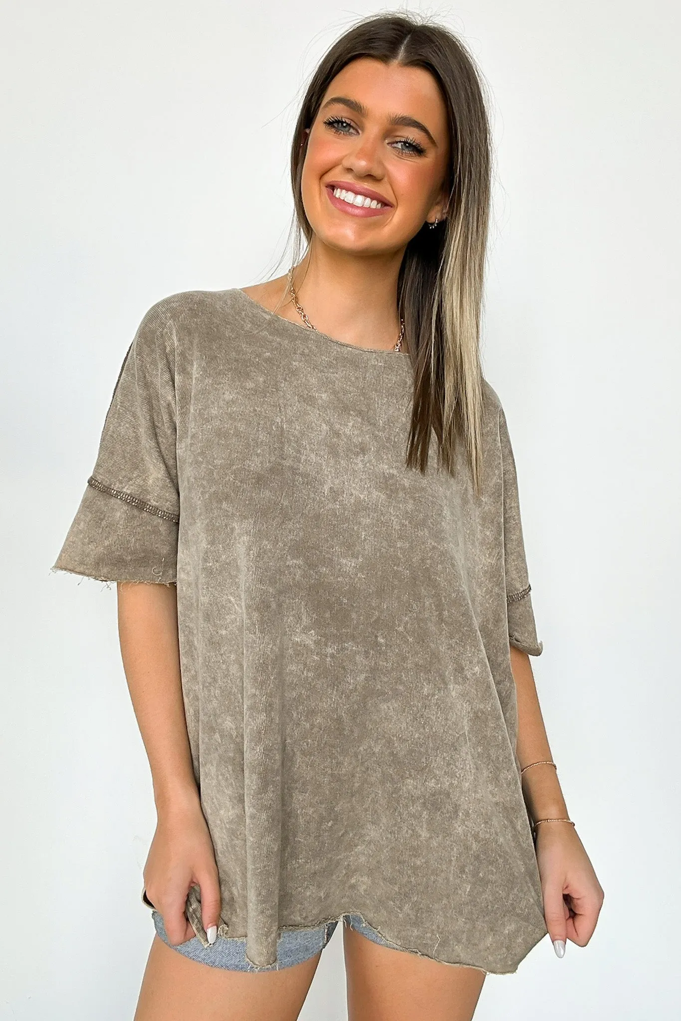 Amayah Mineral Wash Raw Edge Top - BACK IN STOCK