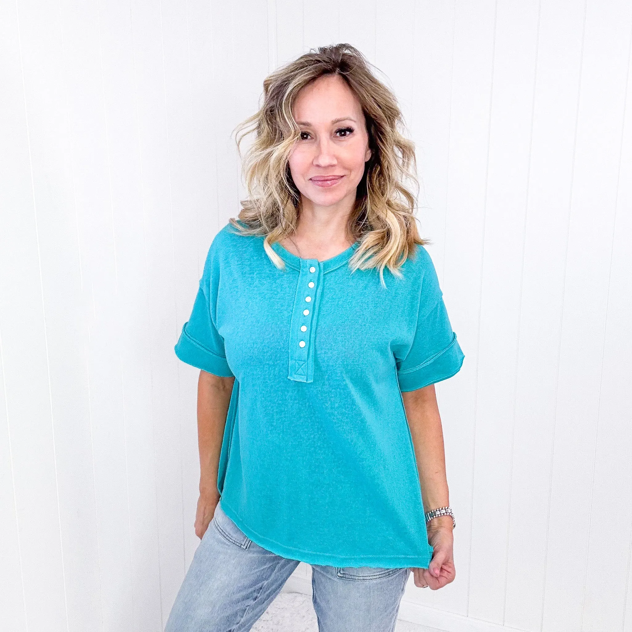 Andree By Unit Button Short Sleeve Tunic in 2 Colors