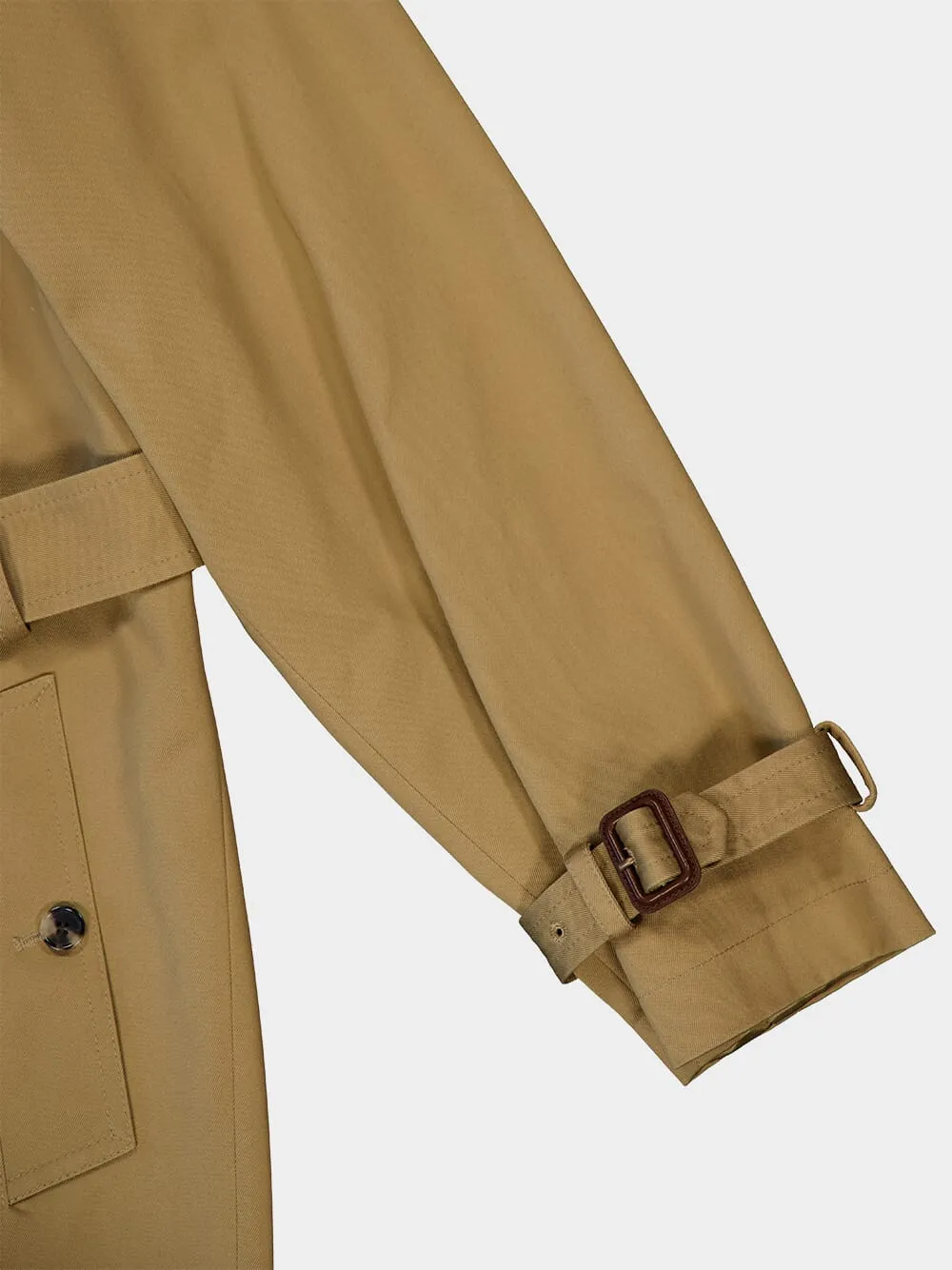 Beige Cotton Serge Oversized Trench Coat