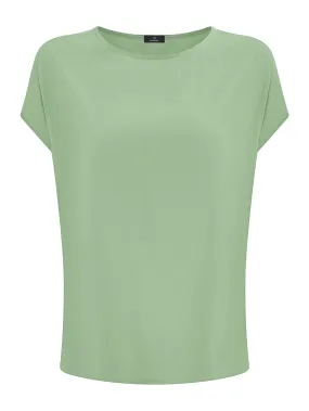 Blusa con Manica Kimono in Ecoseta - Quiet Green