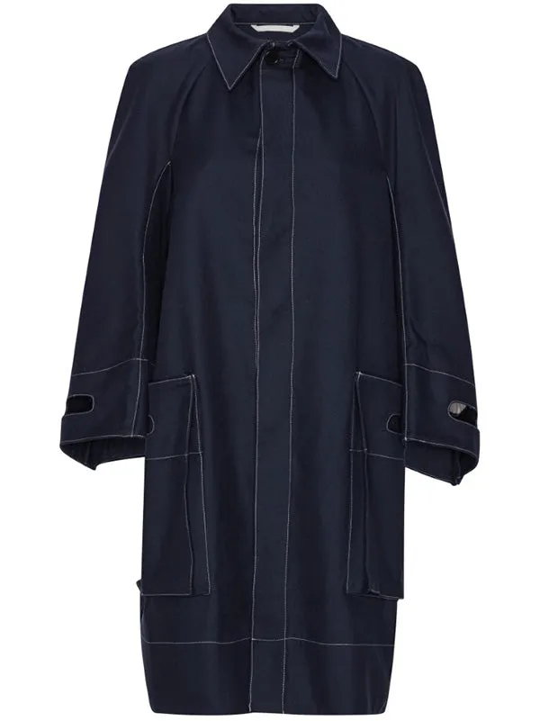 Box Coat - Navy Off White