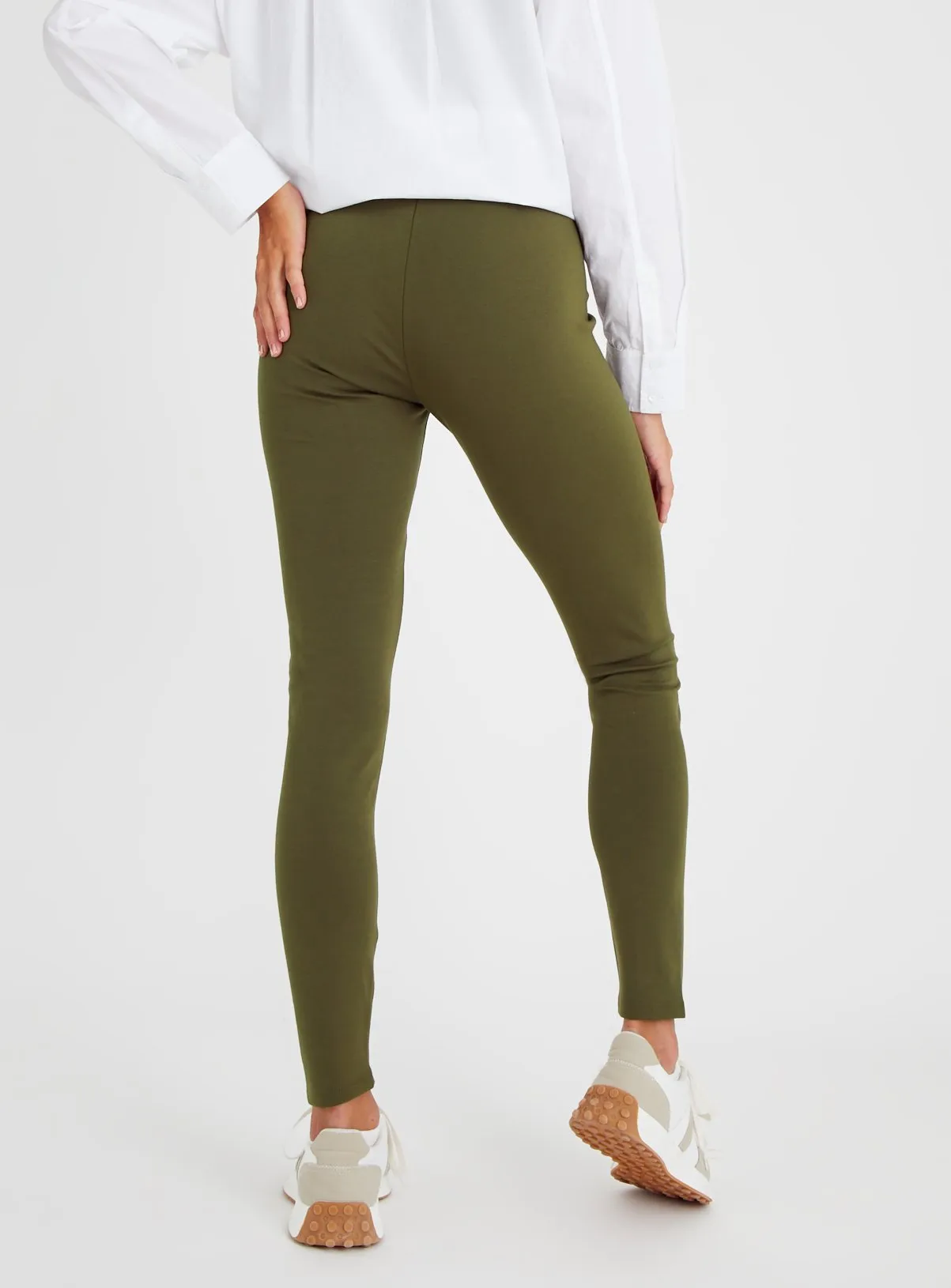 Buy Khaki Smart Ponte Pintuck Leggings 8L | Leggings | Tu