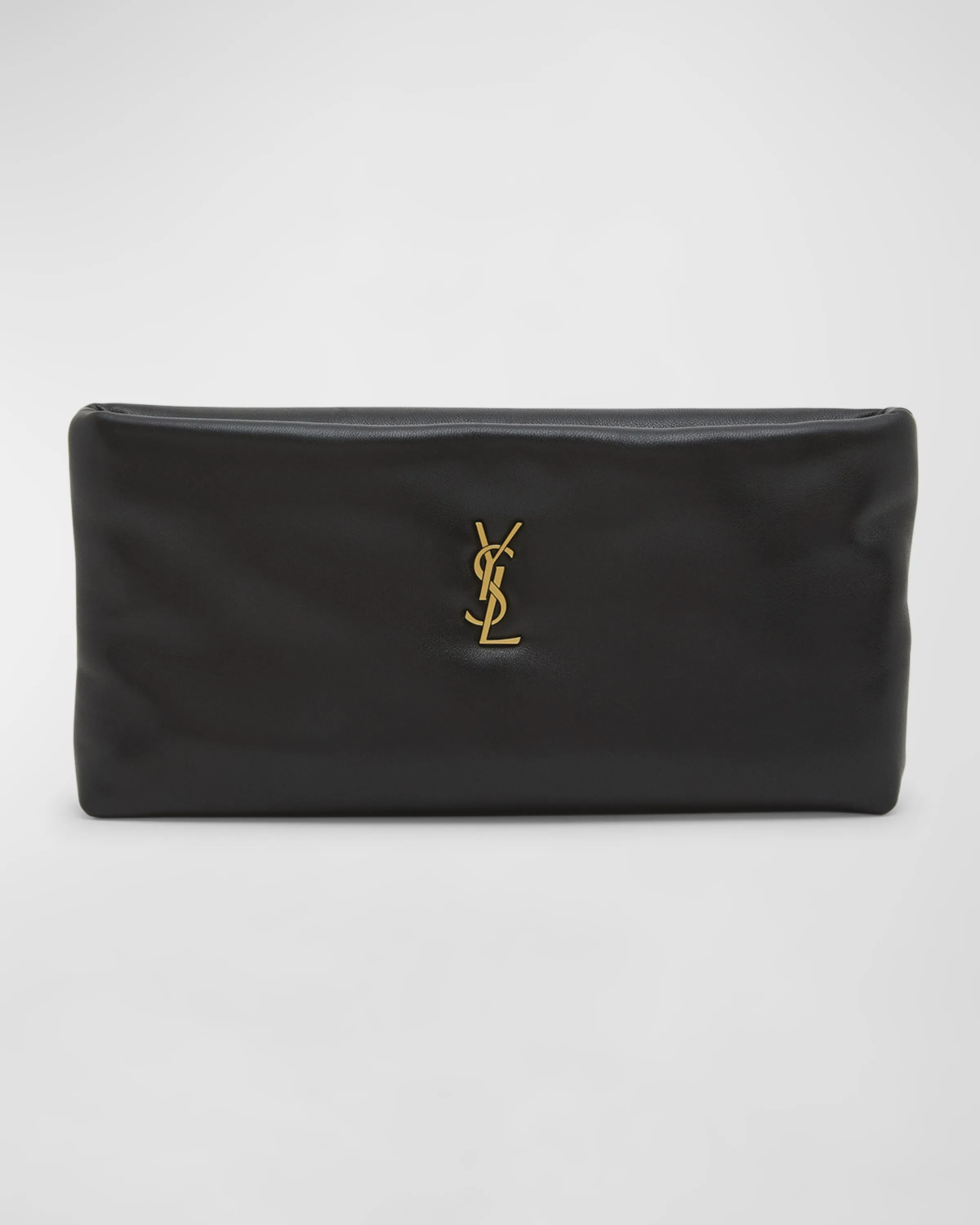 Calypso Ziptop YSL Clutch Bag in Smooth Padded Leather