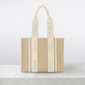 CHLOÉ Woody Tote Bag - Light Eucalyptus