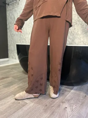 Chocolate Star Detail Wide Leg Joggers Skyler