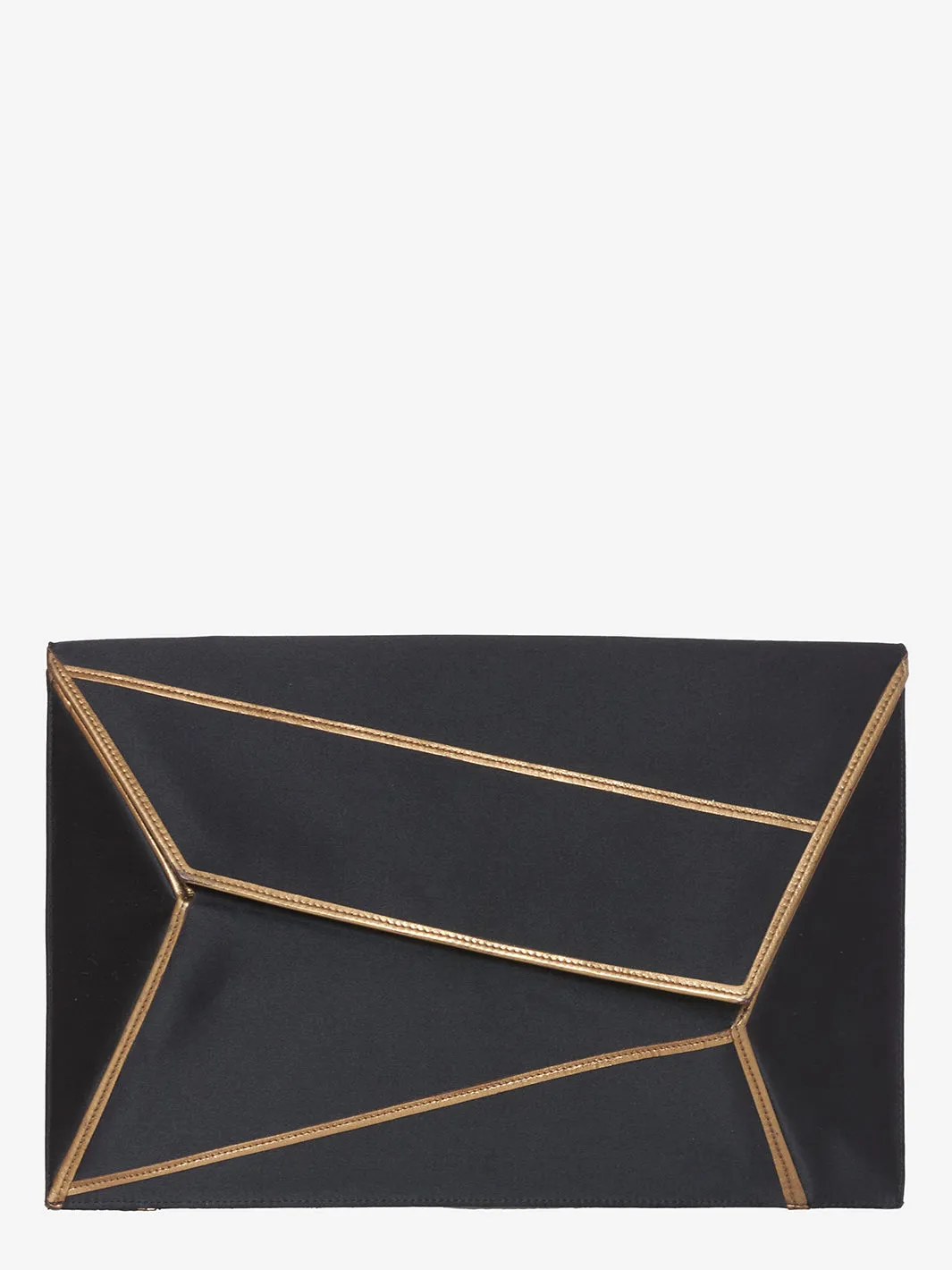 Clutch in black satin with gold details