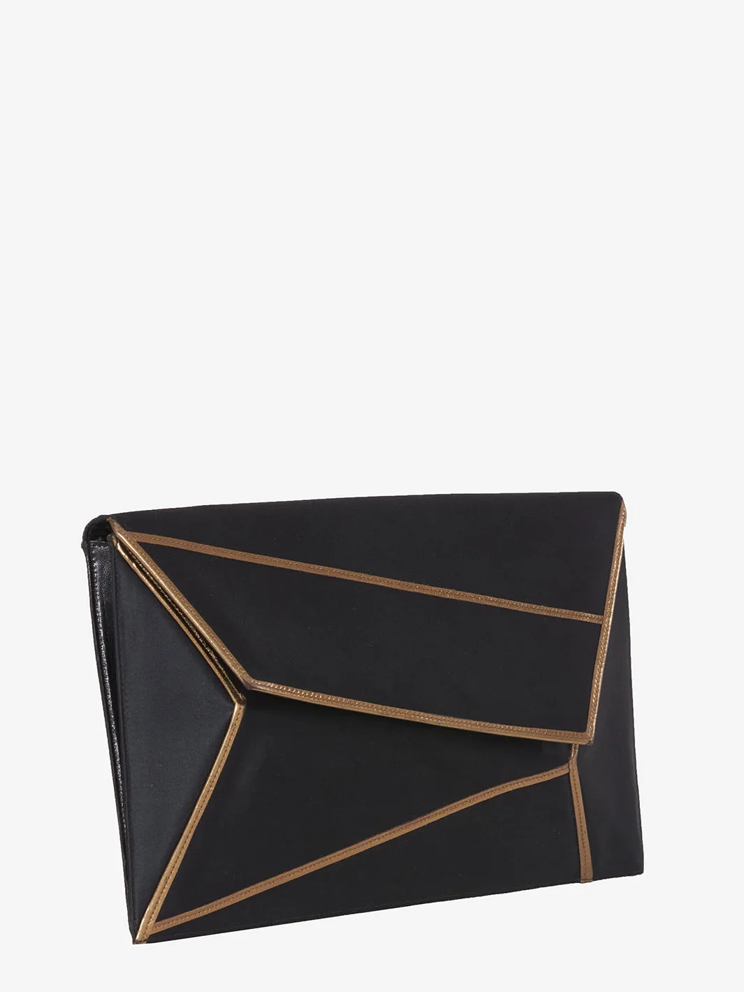 Clutch in black satin with gold details