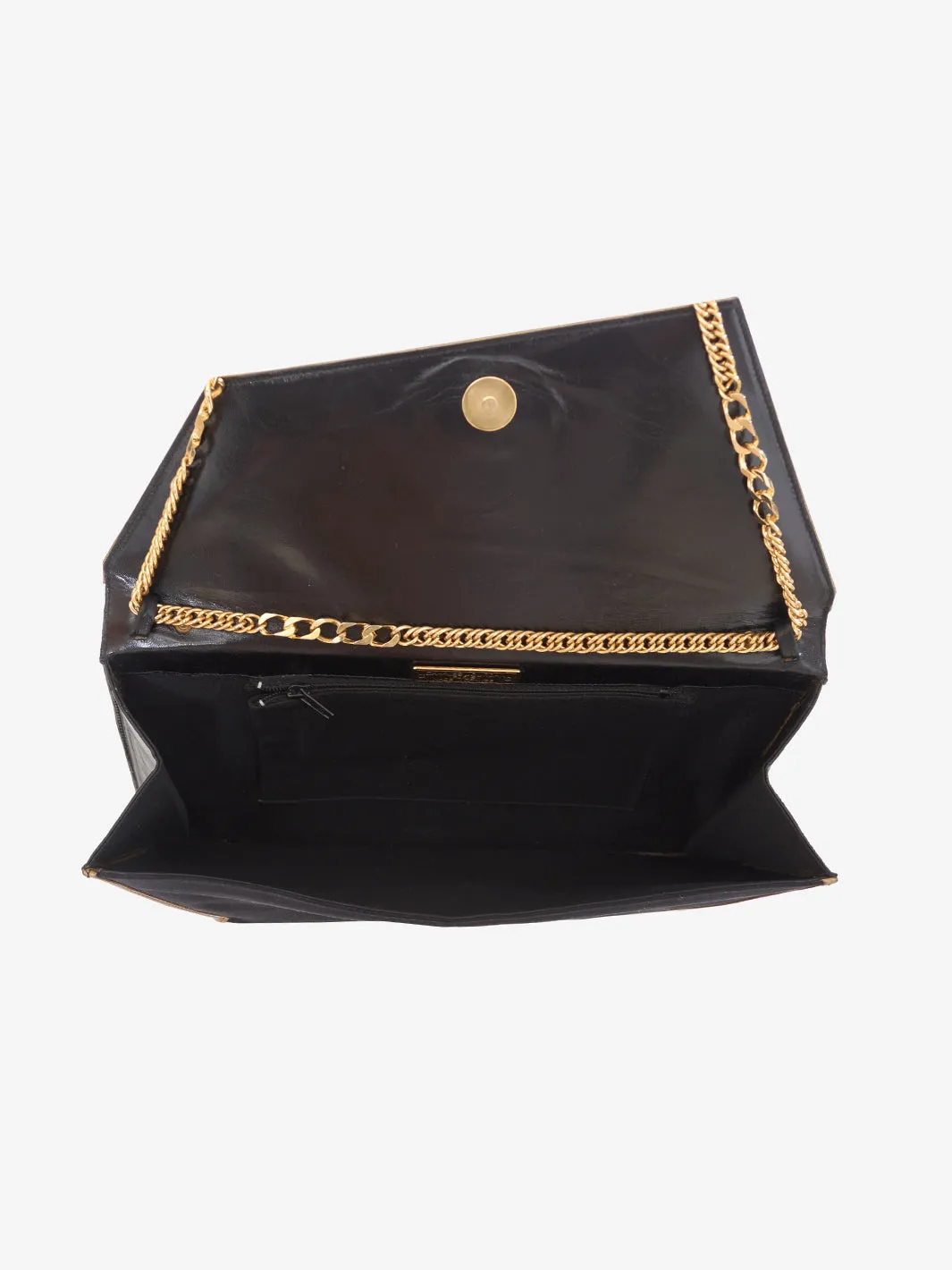 Clutch in black satin with gold details