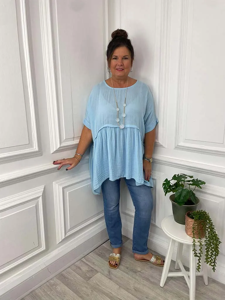 Cotton Smock Tunic - Sky