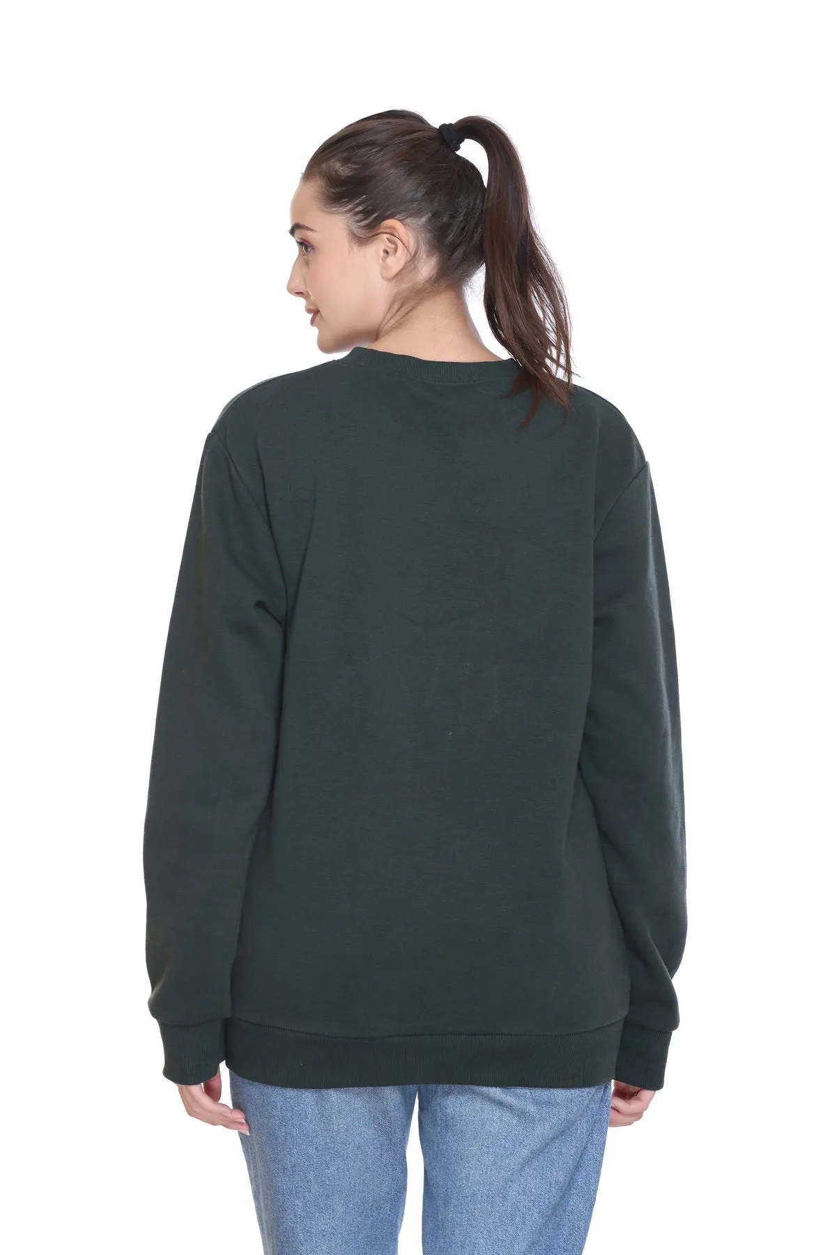 Crew Neck Sweatshirt (Unisex) Forest Green-50/50 Fleece