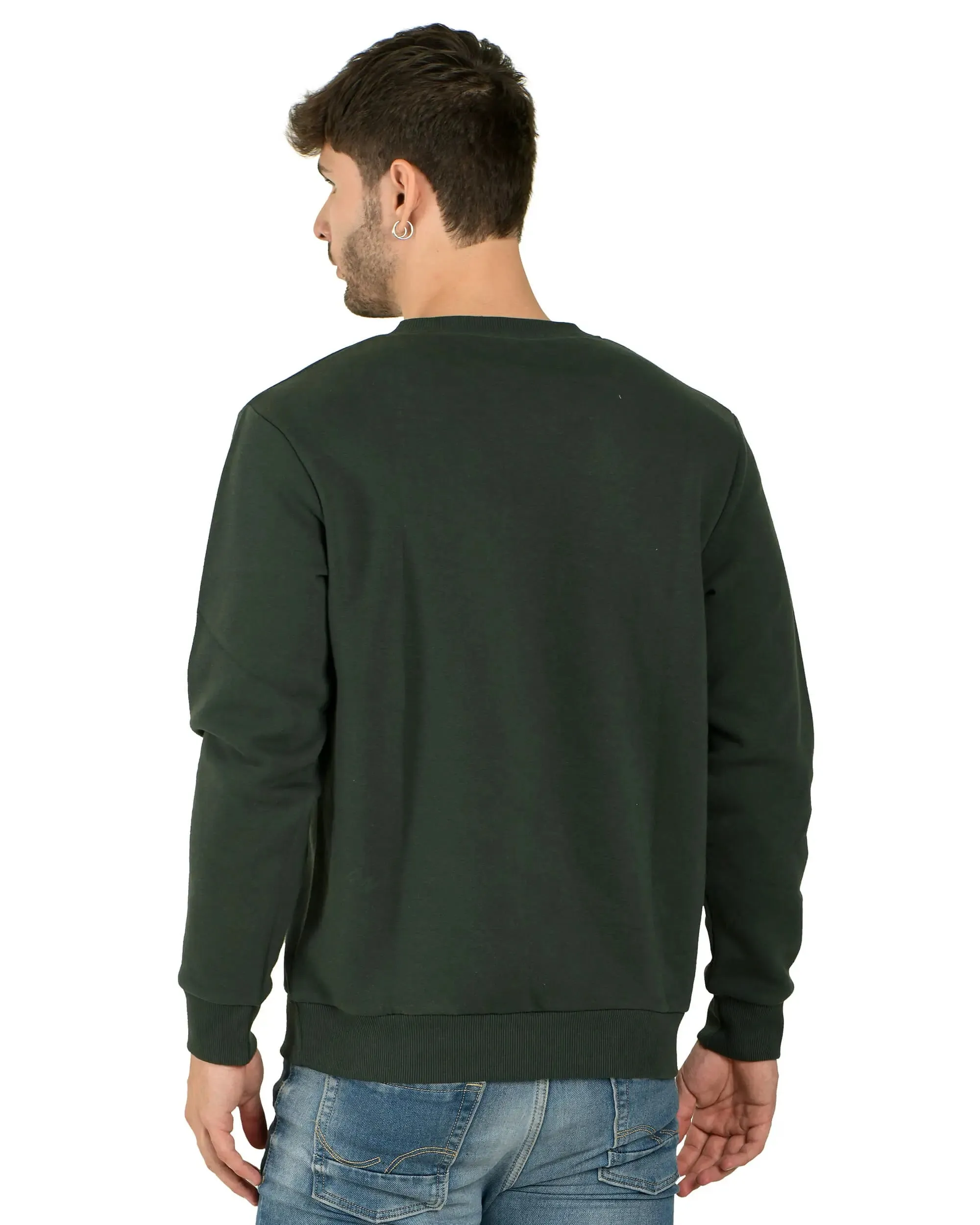 Crew Neck Sweatshirt (Unisex) Forest Green-50/50 Fleece