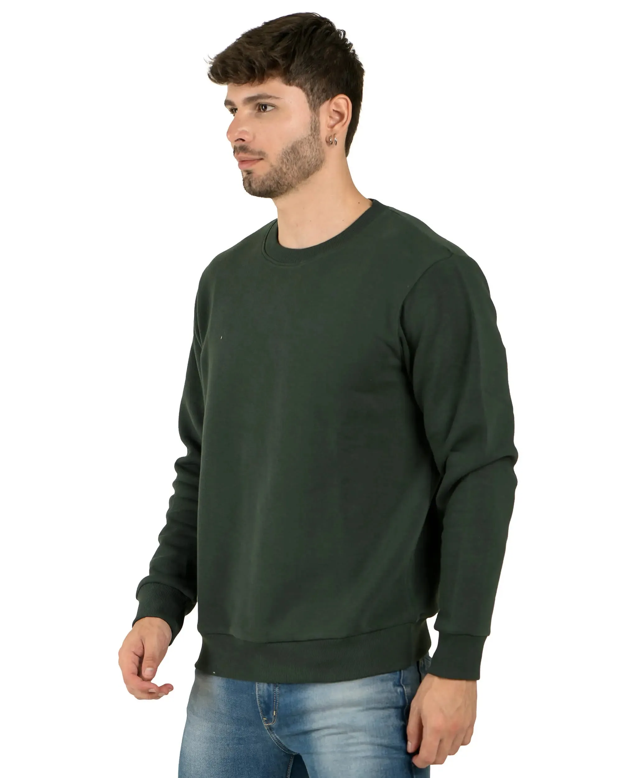 Crew Neck Sweatshirt (Unisex) Forest Green-50/50 Fleece