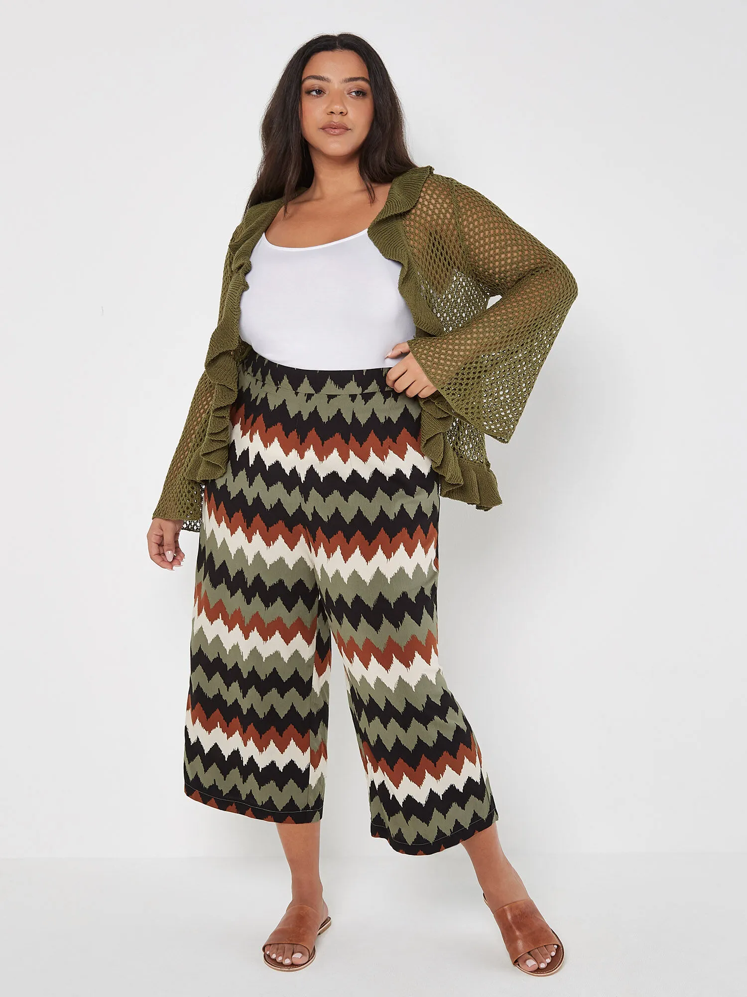 Curve Chevron High-Waist Culottes | Apricot Clothing