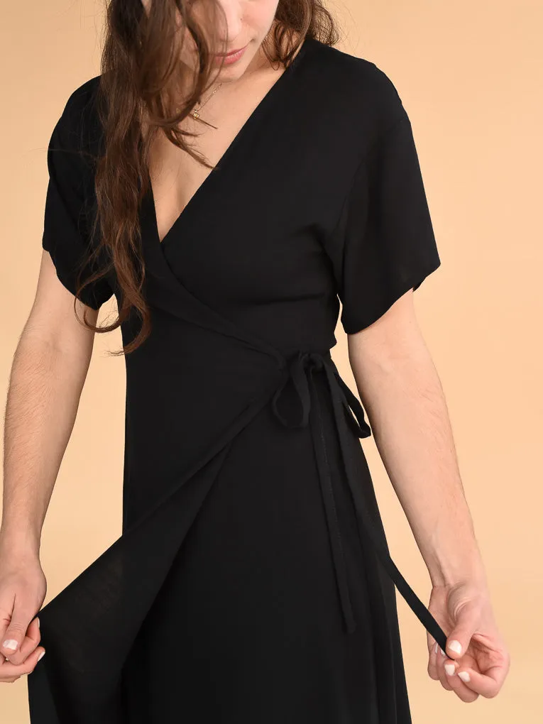 Devon Black Wrap Dress