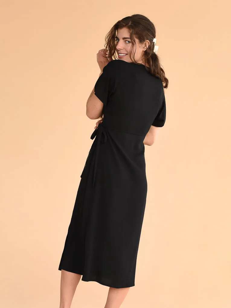 Devon Black Wrap Dress