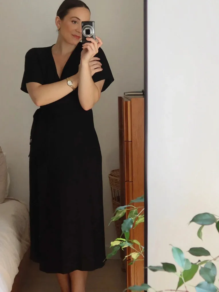 Devon Black Wrap Dress