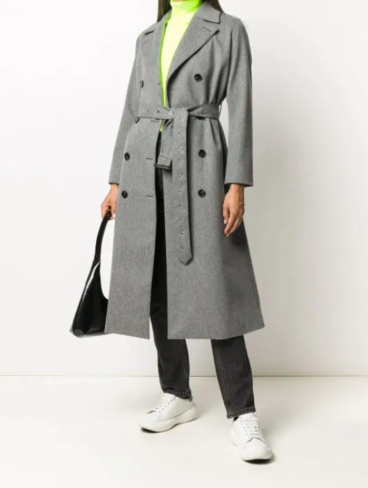 Double-Breasted Wool Coat - Grey