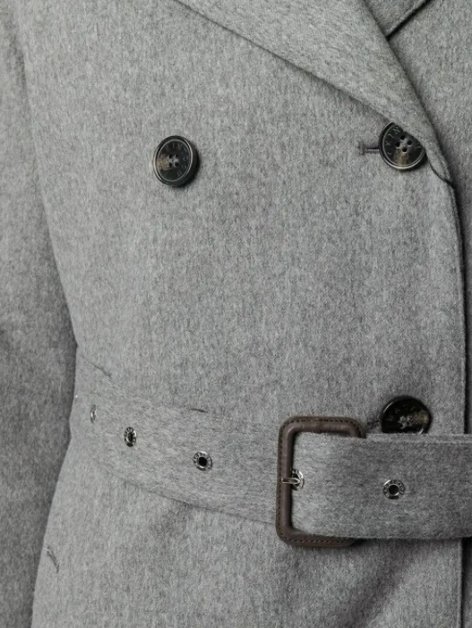 Double-Breasted Wool Coat - Grey