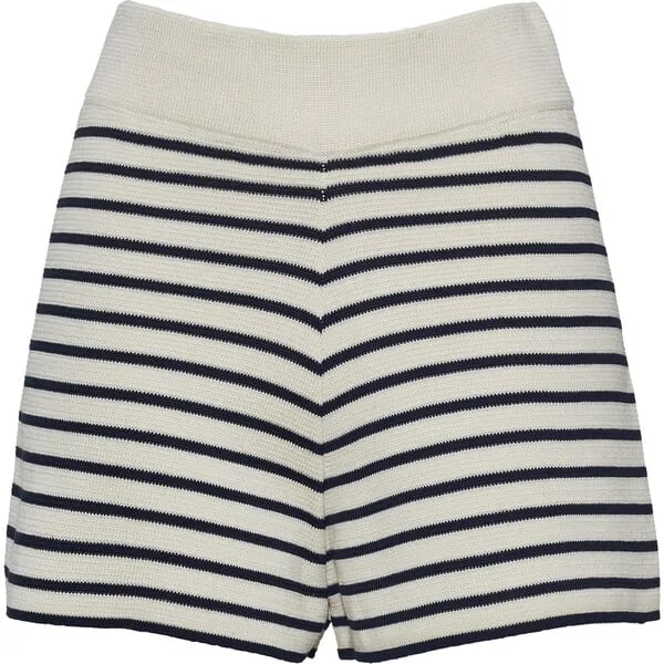 Eleven Six Women's Lea Double-Knit Stripe Short, Ivory & Navy