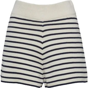 Eleven Six Women's Lea Double-Knit Stripe Short, Ivory & Navy