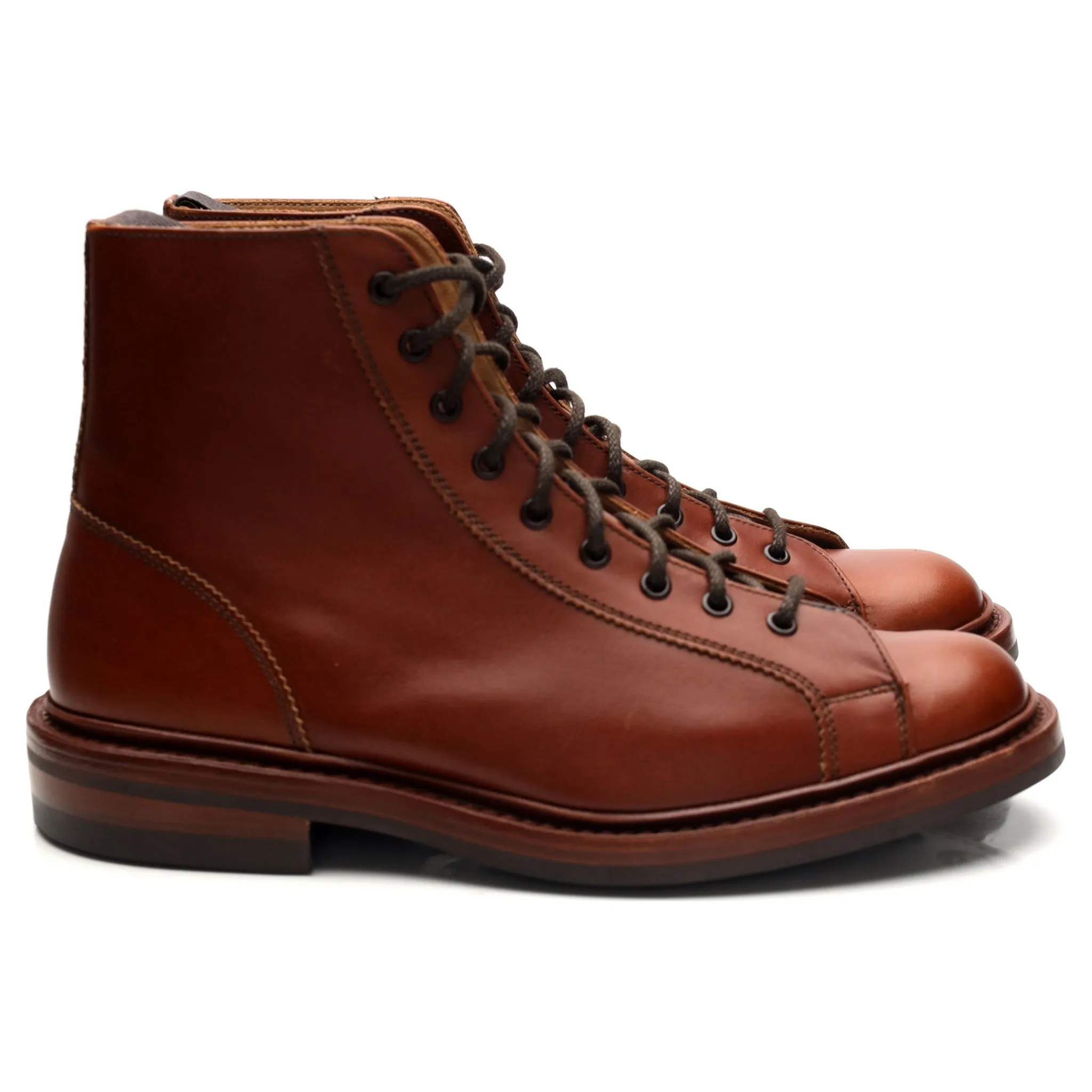 'Ethan' Tan Brown Leather Monkey Boots UK 7