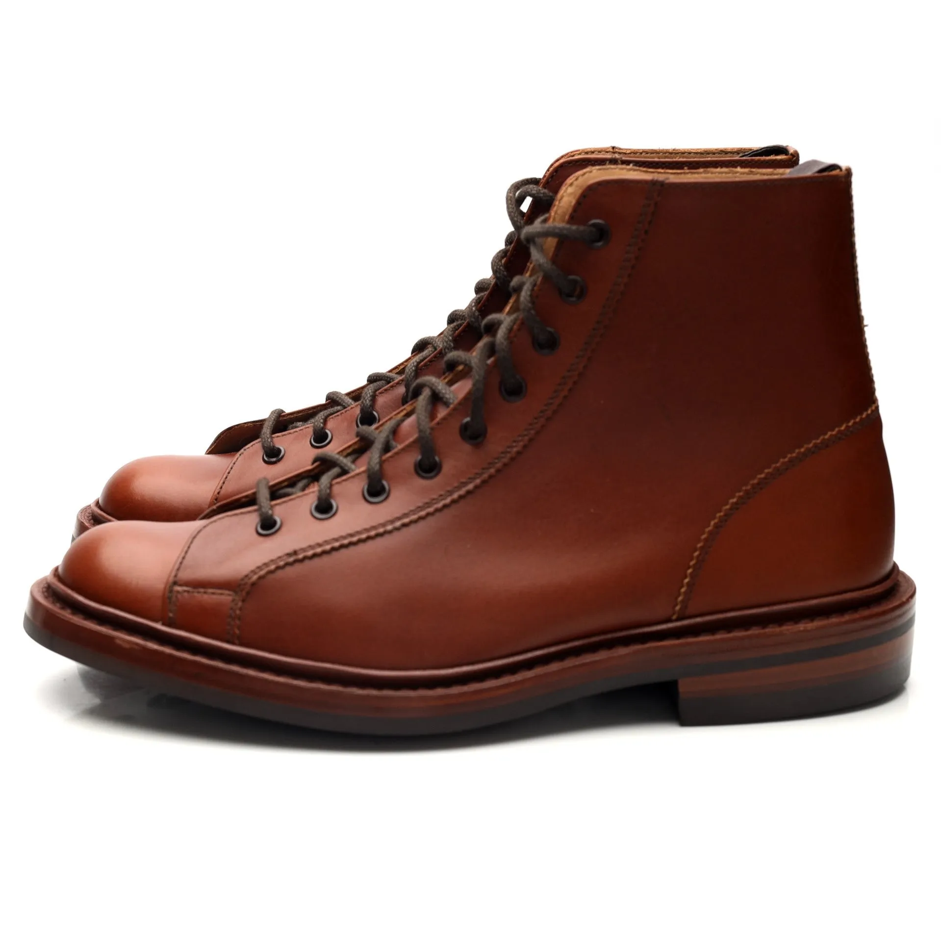 'Ethan' Tan Brown Leather Monkey Boots UK 7