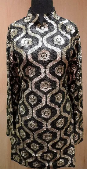 Farah Khan Black and Gold Sequined Dress