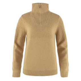 Fjallraven Womens Ovik Half Zip Knit Dune Beige