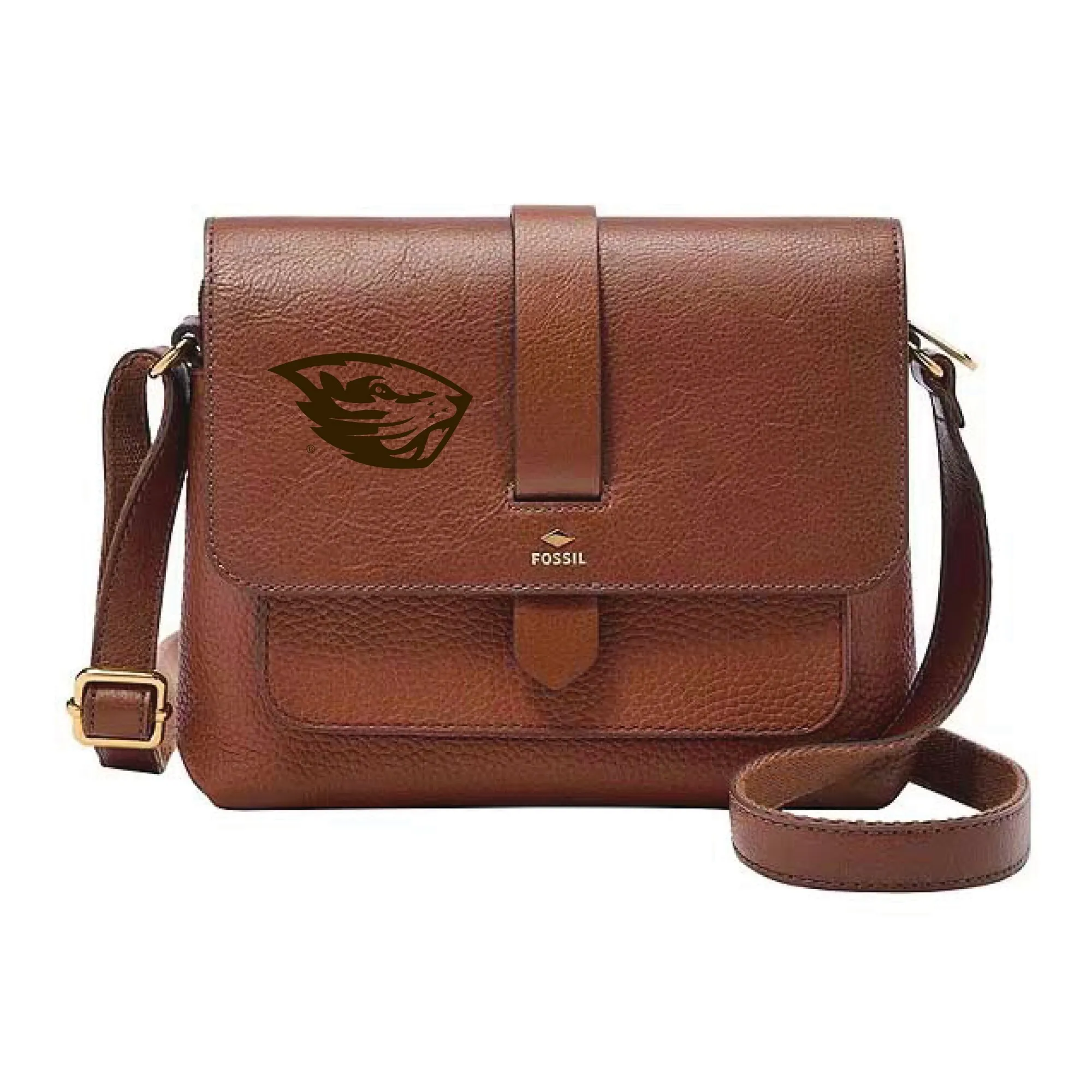 Fossil Oregon State Beavers Kinley Brown Leather Small Crossbody Bag