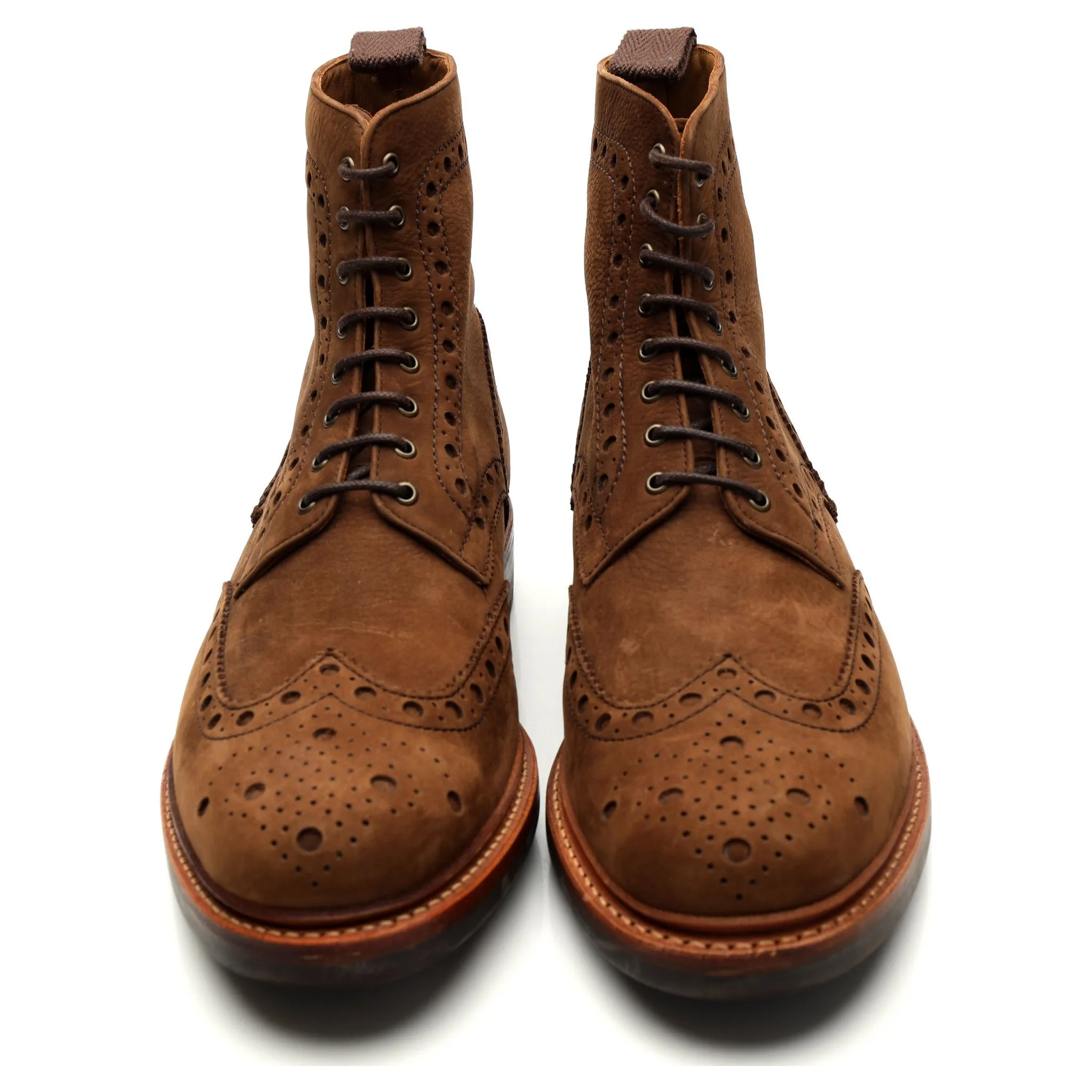 'Fred' Brown Nubuck Leather Brogue Boots UK 9 G