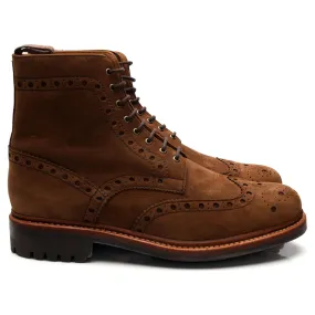 'Fred' Brown Nubuck Leather Brogue Boots UK 9 G