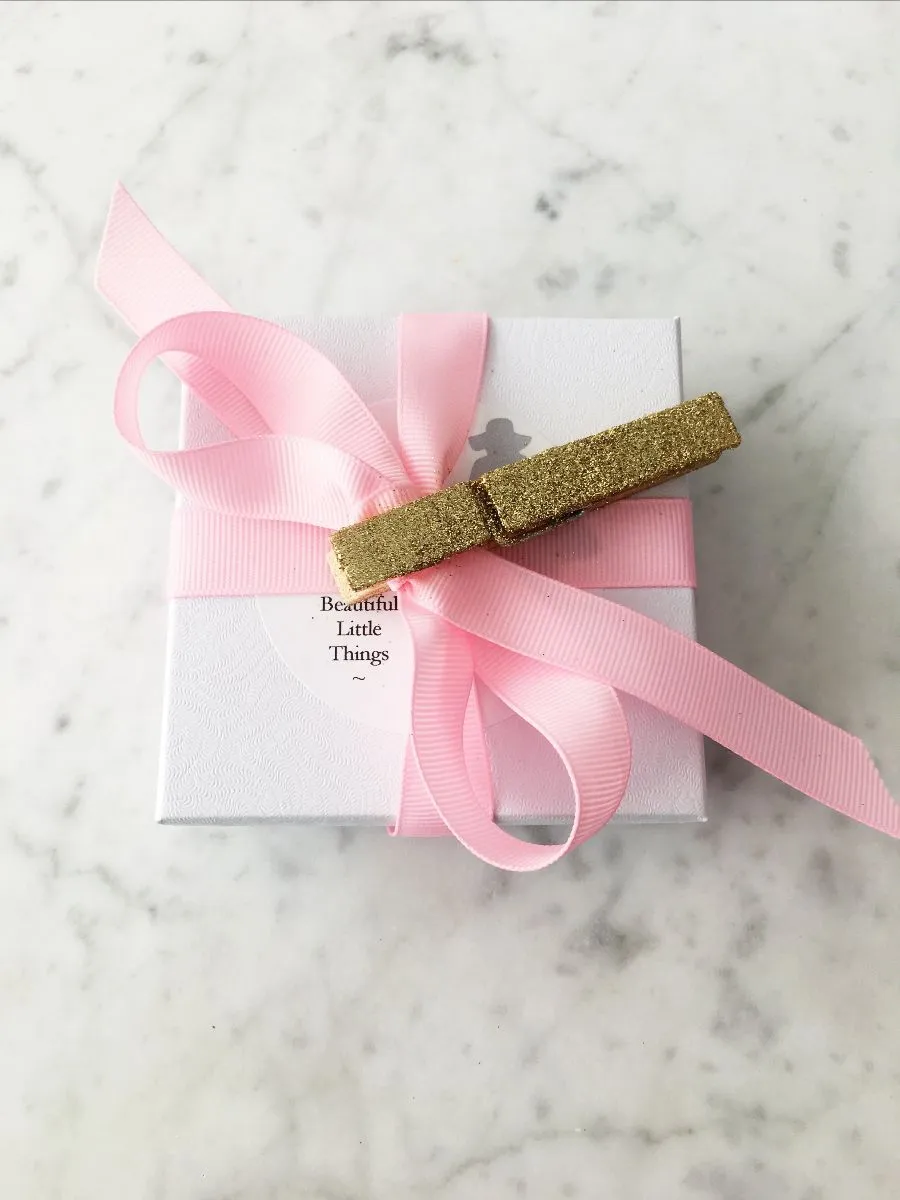 FREE Gift Wrap Boxes with Pink Ribbon and Glitter Clothespin (ADD HOW MANY BOXES YOU NEED FOR YOUR ORDER)