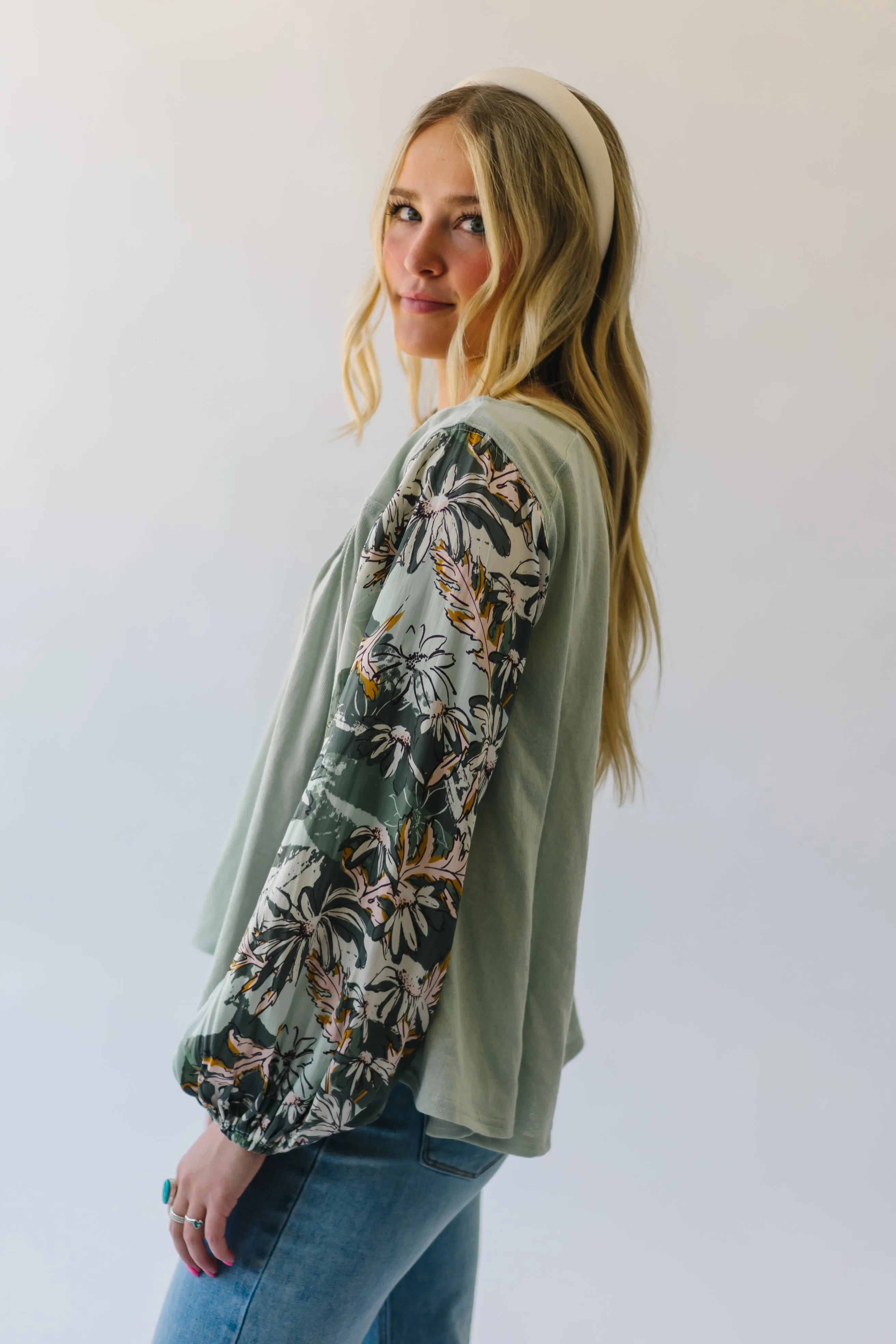 Free People: Picking Petals Top in Sage Combo