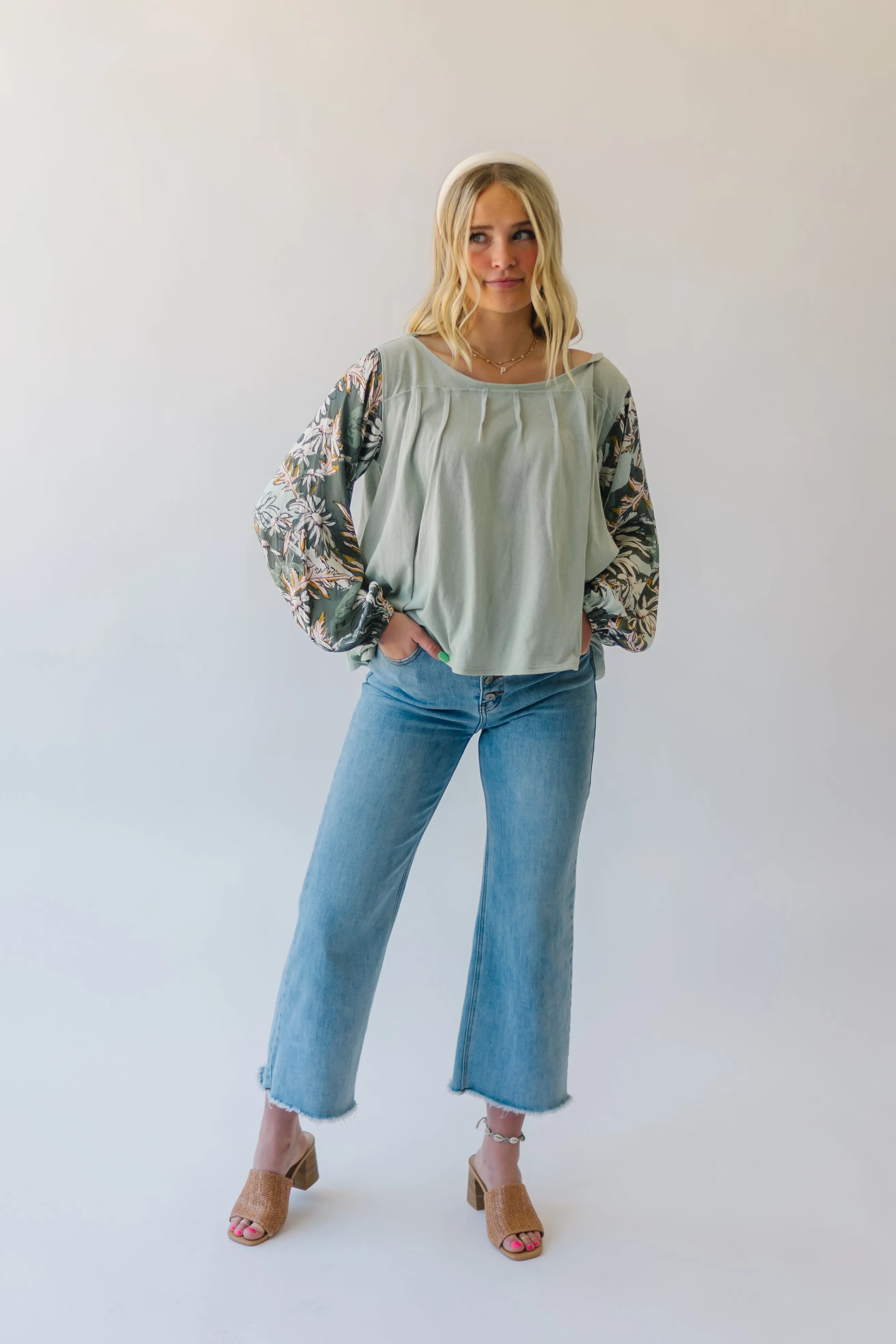 Free People: Picking Petals Top in Sage Combo