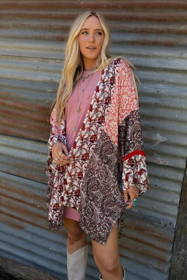 Free Spirit Floral Kimono - Peach