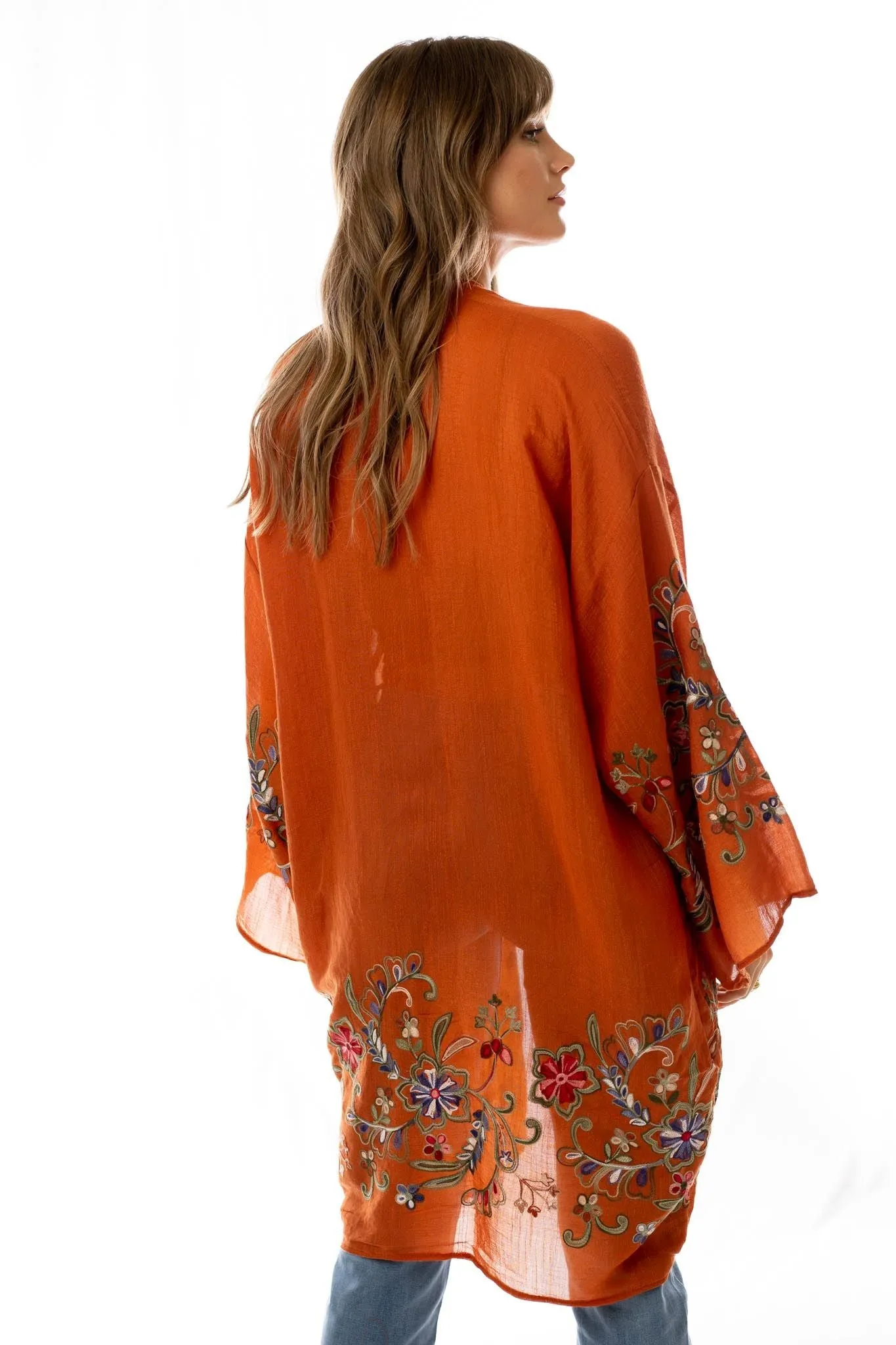 Fun In Florals Kimono - Rust