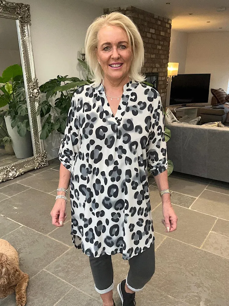 Grey Leopard Print Tunic Gloria