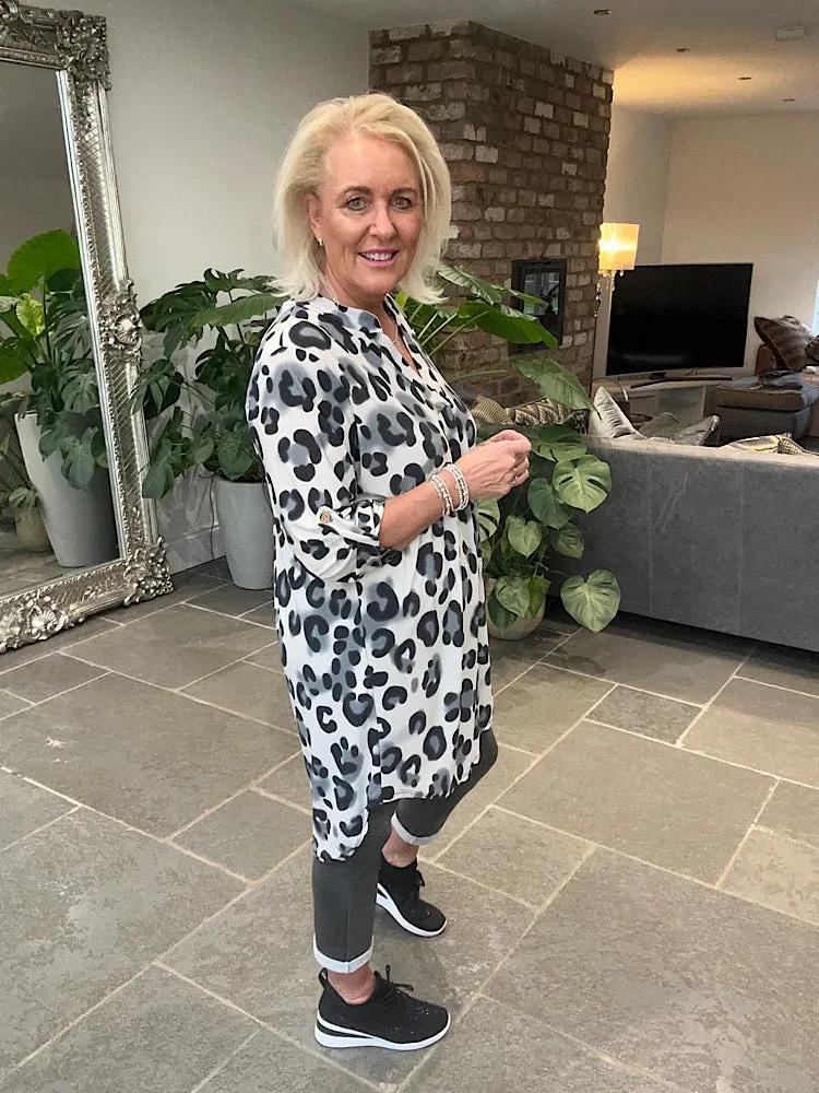 Grey Leopard Print Tunic Gloria