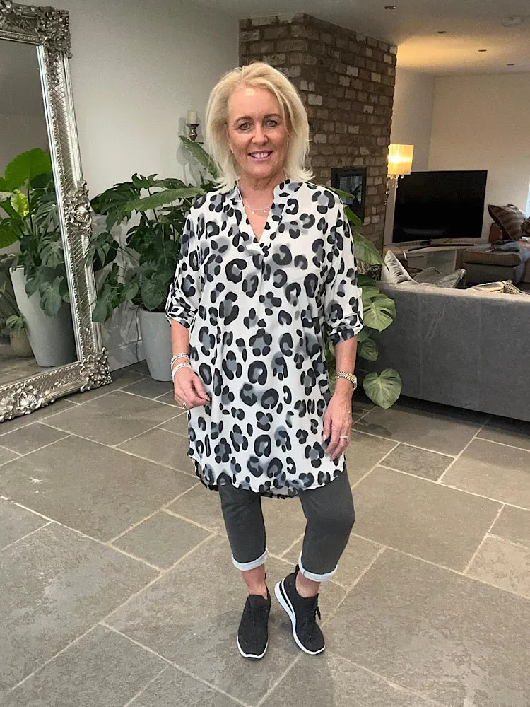 Grey Leopard Print Tunic Gloria