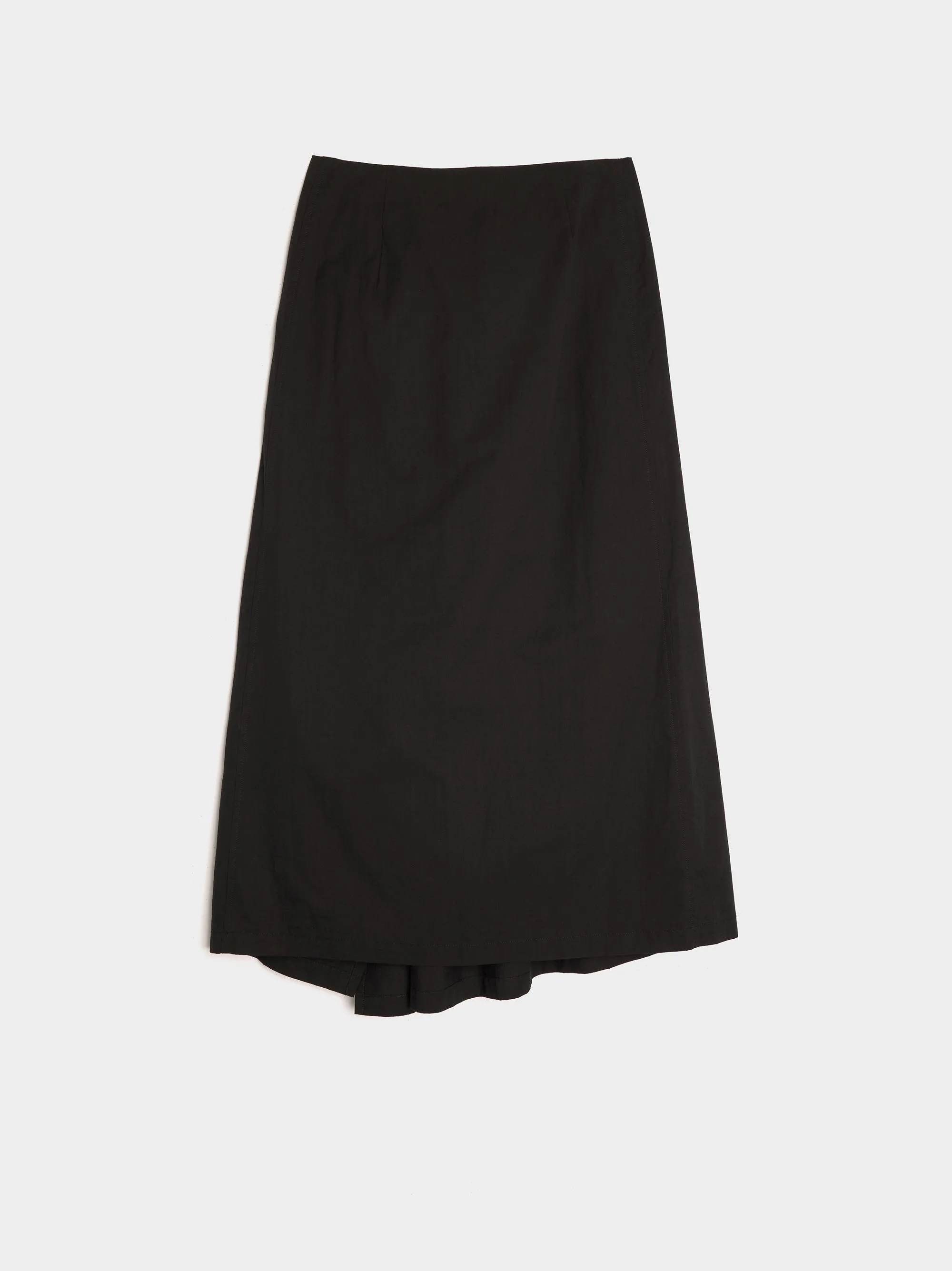 H-Pleated Wrap Skirt, Black