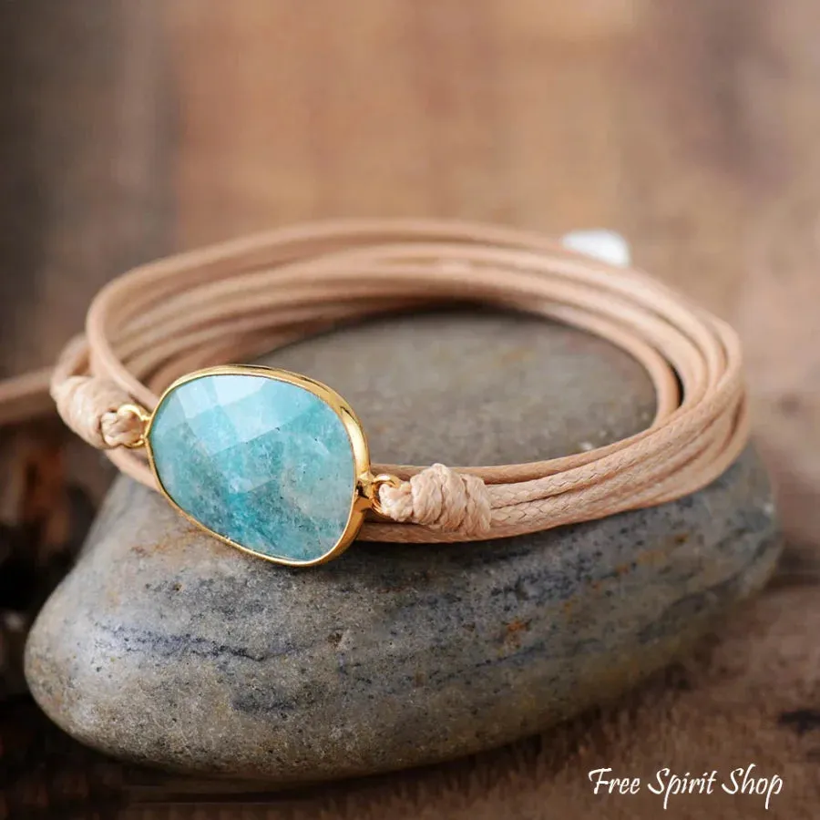 Handmade Natural Amazonite Wrap Bracelet