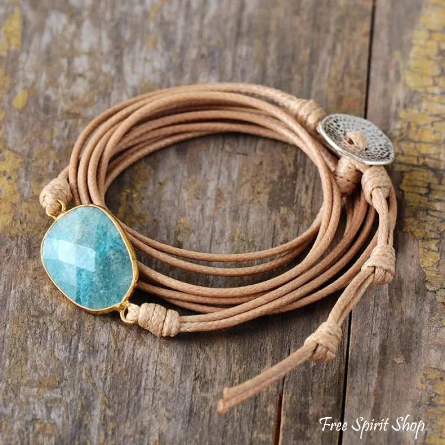 Handmade Natural Amazonite Wrap Bracelet