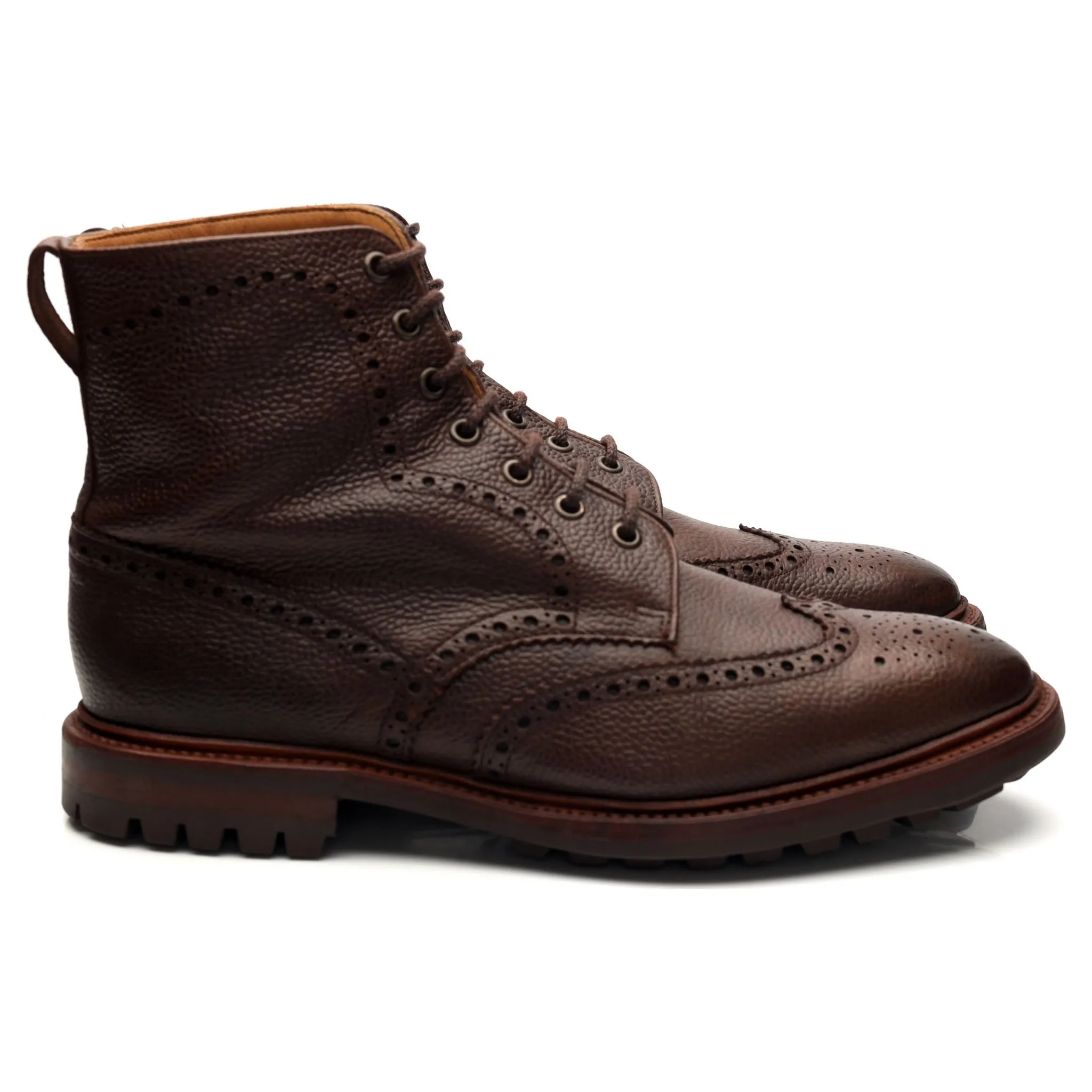 'Hannover' Brown Leather Brogue Boots UK 8.5 F