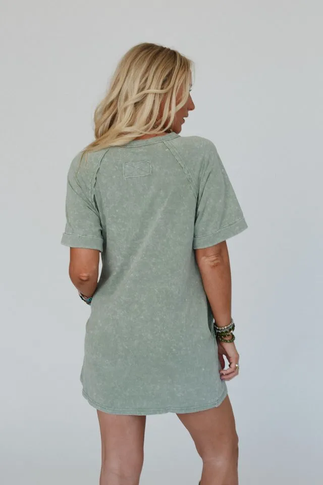 Indy Pocket Tee Dress - Sage