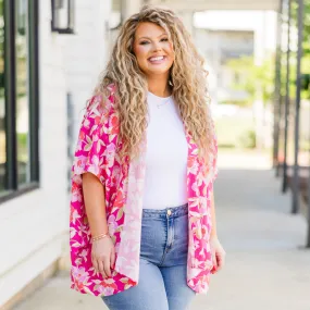 Island Breeze Kimono, Pink Floral