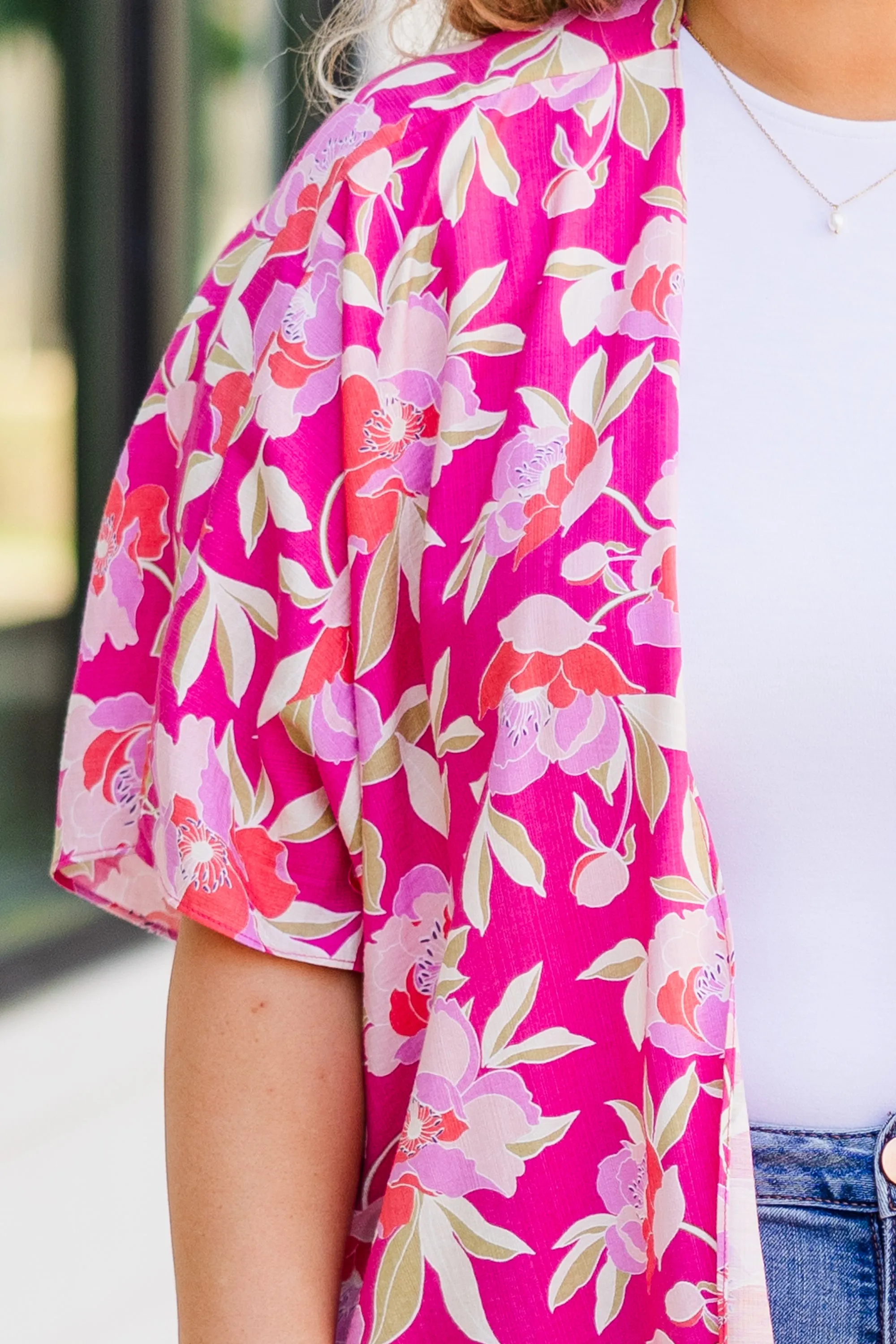 Island Breeze Kimono, Pink Floral