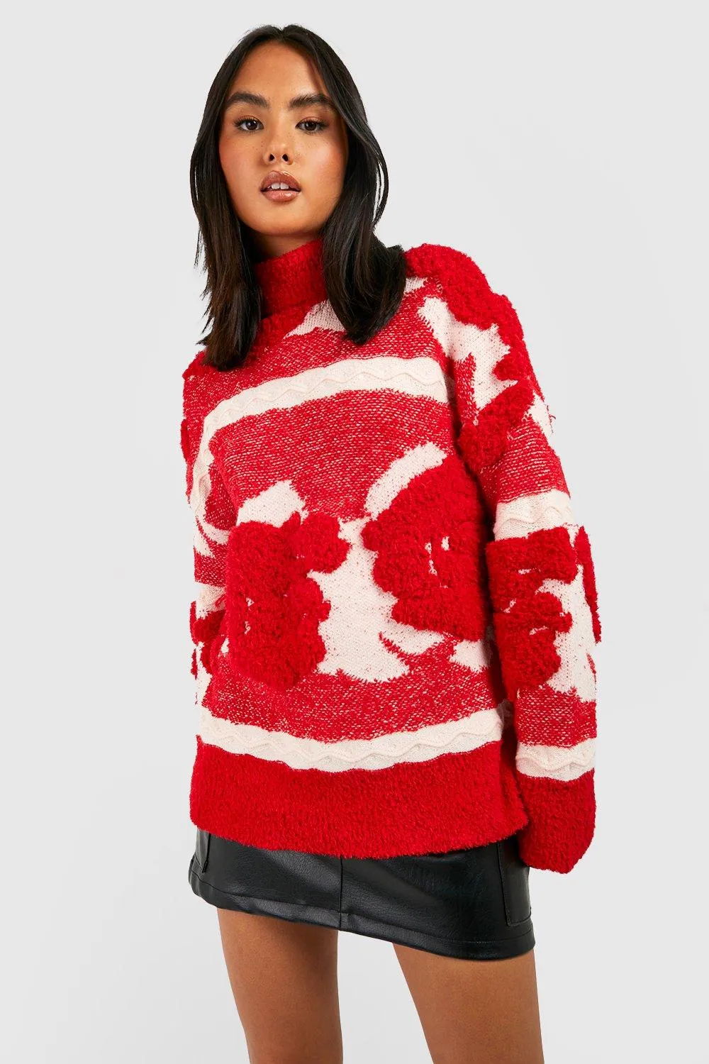 Jacquard Knitted Turtleneck Sweater